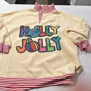 Holly Jolly ruffle neck shirt - XL